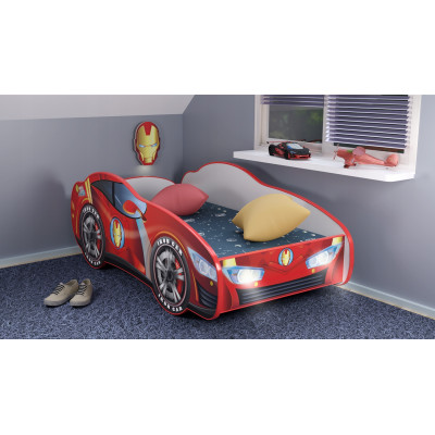 Detská auto posteľ Top Beds Racing Car Hero - Iron Car LED 140cm x 70cm - 5cm